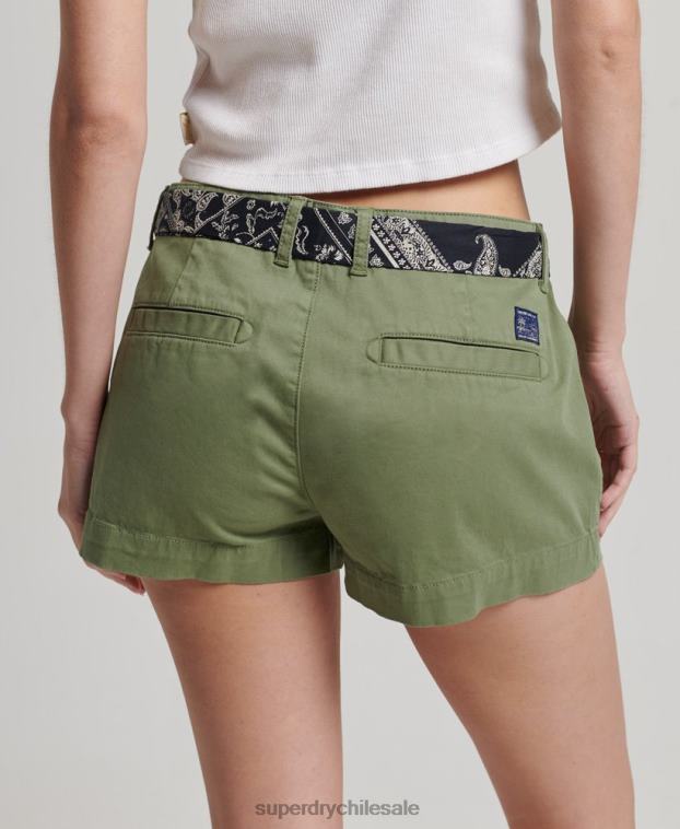 mujer Superdry caqui pantalones cortos chinos calientes 2R68Z2072