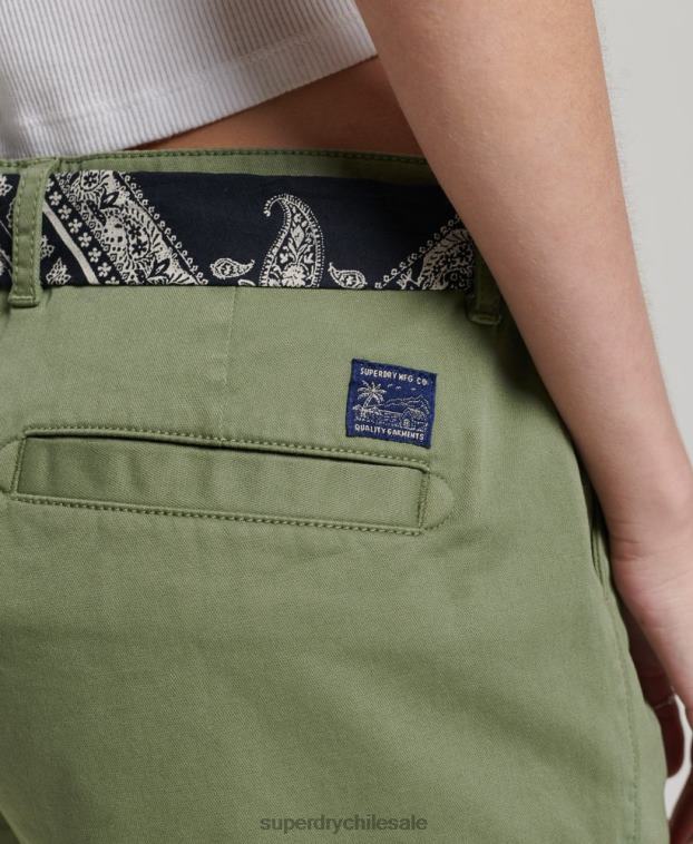 mujer Superdry caqui pantalones cortos chinos calientes 2R68Z2072