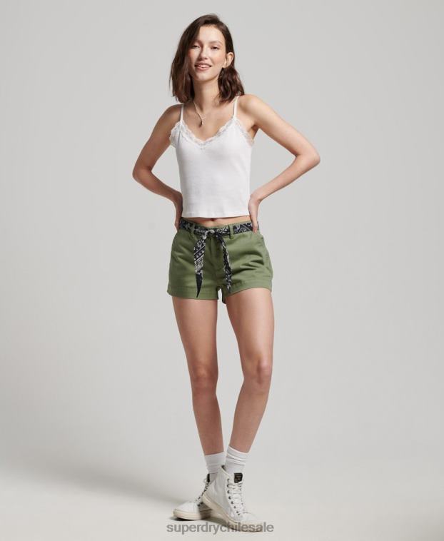mujer Superdry caqui pantalones cortos chinos calientes 2R68Z2072