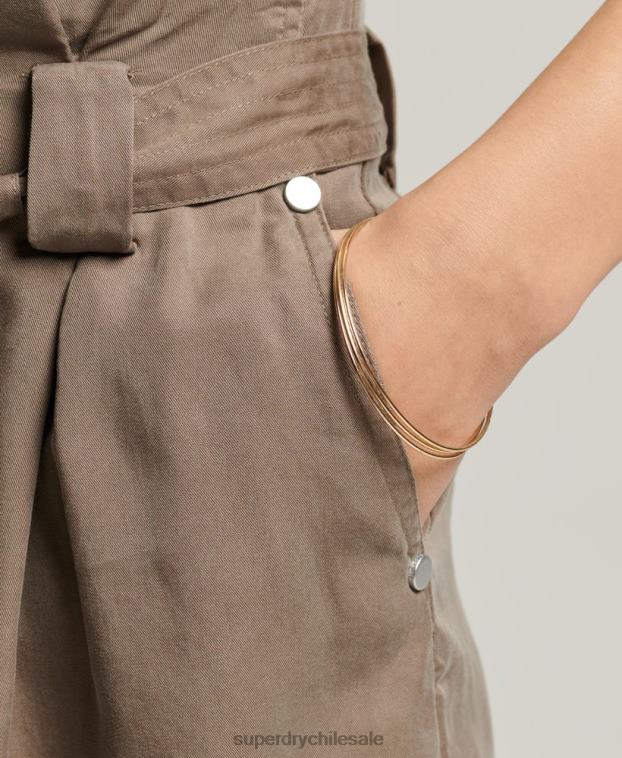 mujer Superdry caqui shorts estilo bolsa de papel del desierto 2R68Z3091