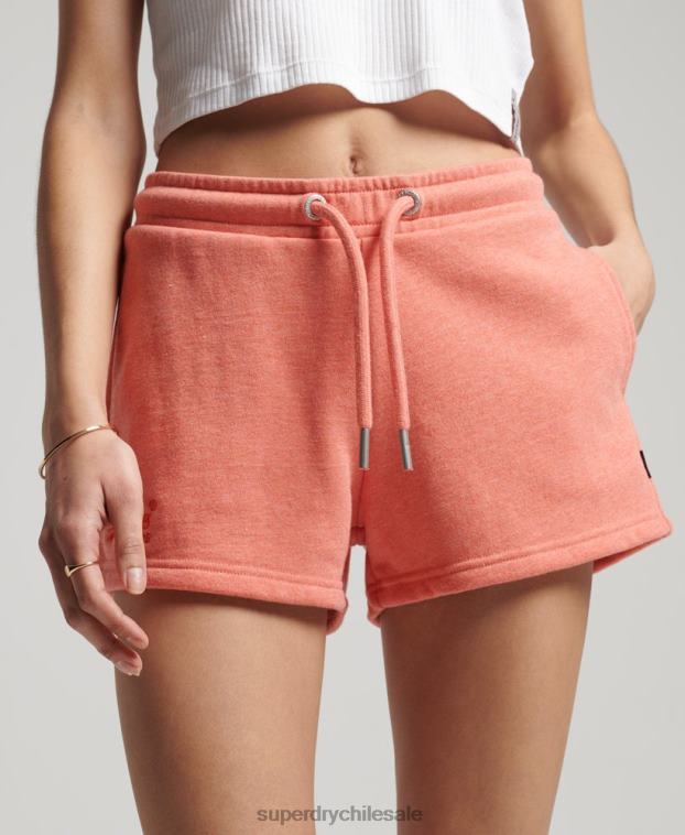 mujer Superdry coral shorts de algodón orgánico con logo vintage 2R68Z3155