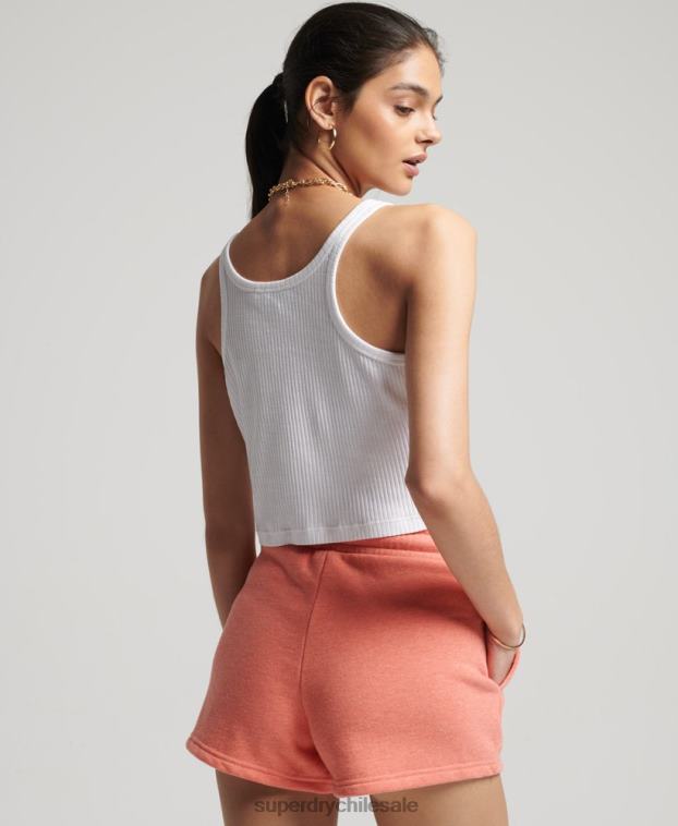 mujer Superdry coral shorts de algodón orgánico con logo vintage 2R68Z3155