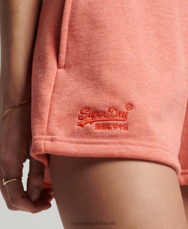mujer Superdry coral shorts de algodón orgánico con logo vintage 2R68Z3155