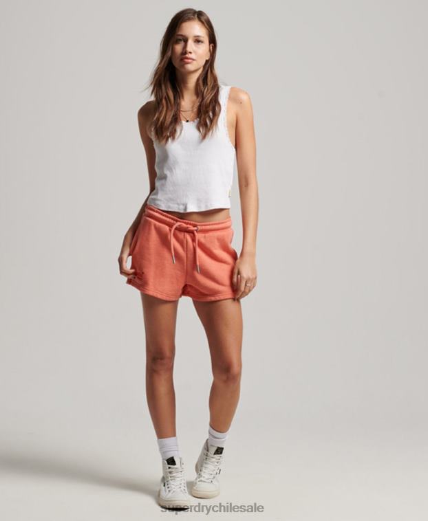 mujer Superdry coral shorts de punto con logo vintage bordado 2R68Z3114