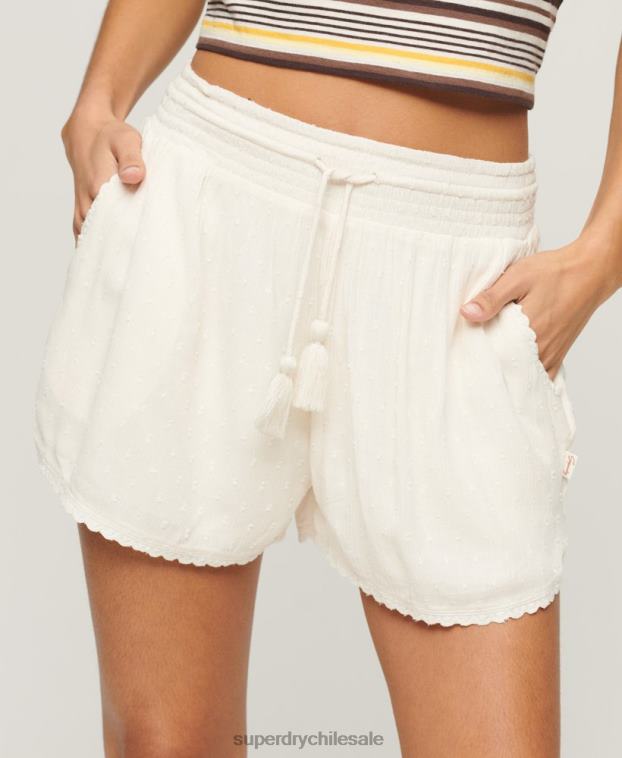 mujer Superdry crema pantalones cortos de playa de época 2R68Z3103