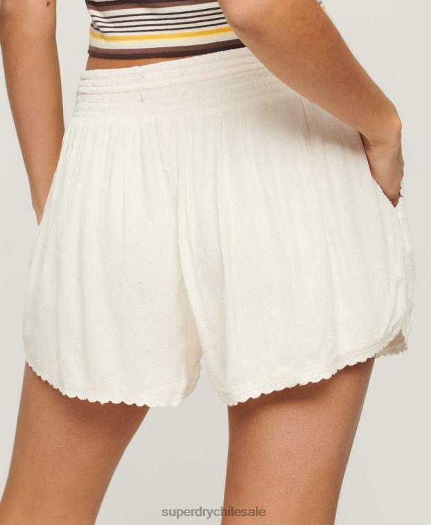 mujer Superdry crema pantalones cortos de playa de época 2R68Z3103