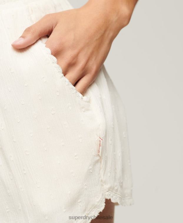 mujer Superdry crema pantalones cortos de playa de época 2R68Z3103