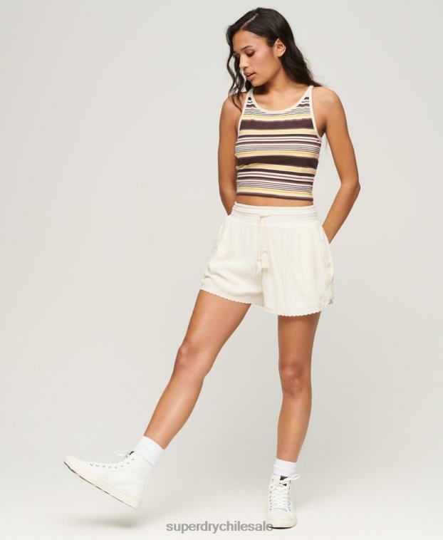 mujer Superdry crema pantalones cortos de playa de época 2R68Z3103