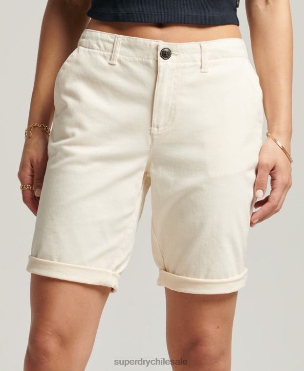 mujer Superdry crema shorts chinos urbanos 2R68Z3142