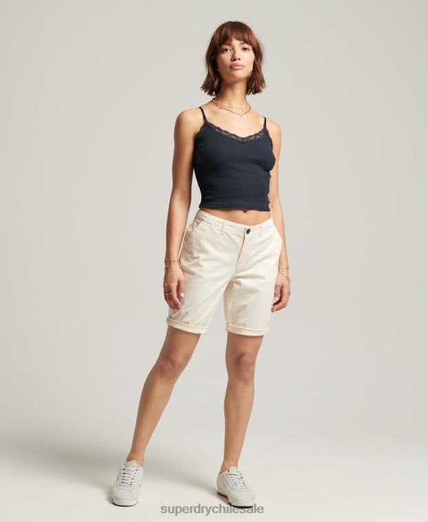 mujer Superdry crema shorts chinos urbanos 2R68Z3142