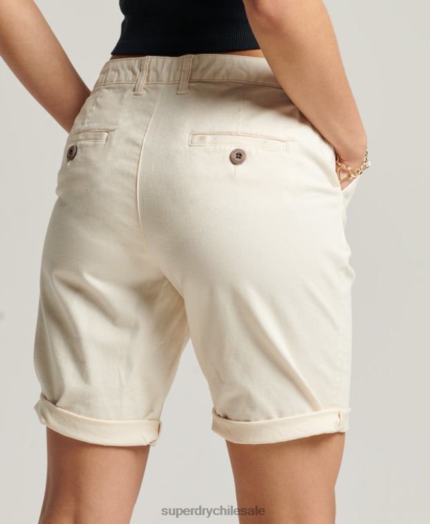 mujer Superdry crema shorts chinos urbanos 2R68Z3142