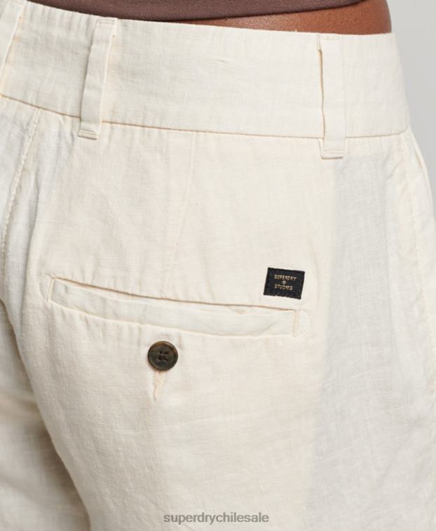 mujer Superdry crema shorts de lino sobreteñidos 2R68Z2070