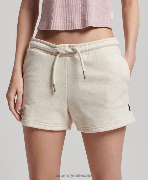 mujer Superdry crema shorts de punto con logo vintage bordado 2R68Z2181