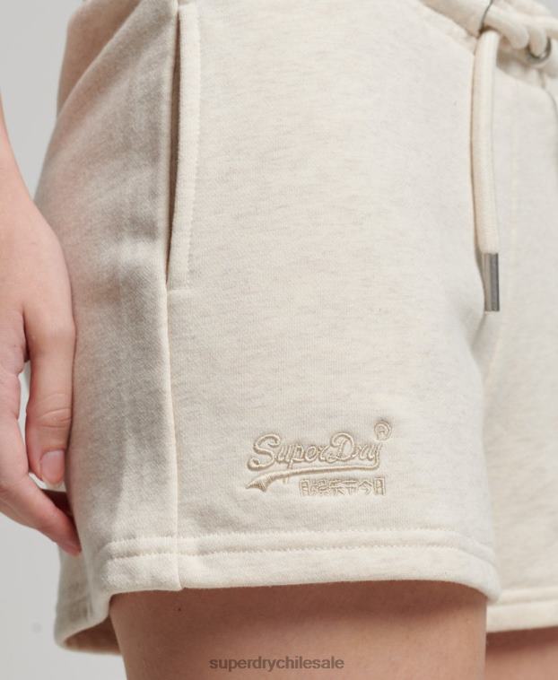 mujer Superdry crema shorts de punto con logo vintage bordado 2R68Z2181