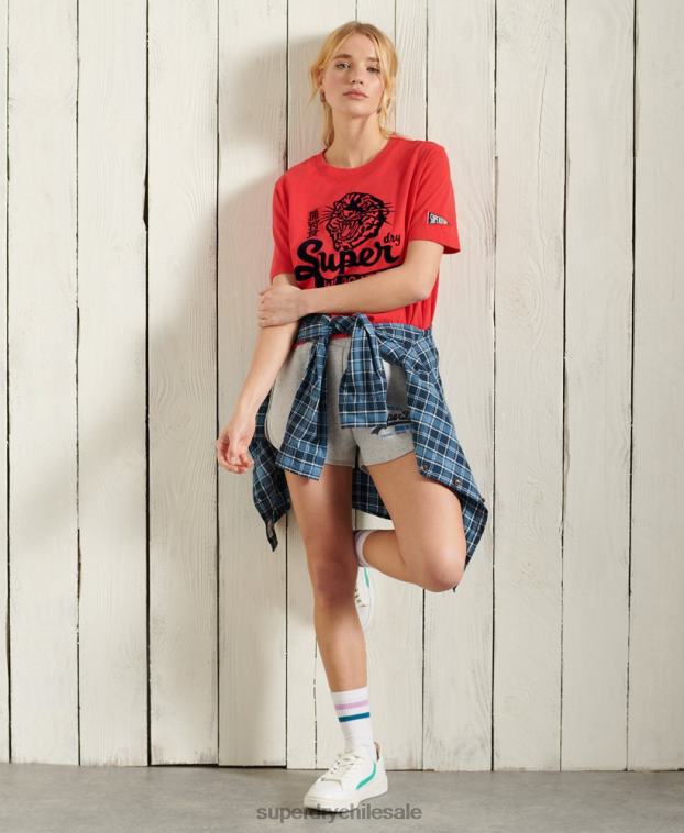 mujer Superdry gris claro shorts con logo vintage 2R68Z3172
