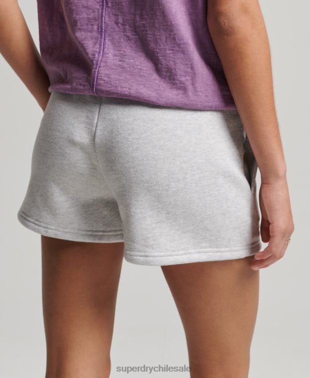 mujer Superdry gris claro shorts de algodón orgánico con logo vintage 2R68Z3153