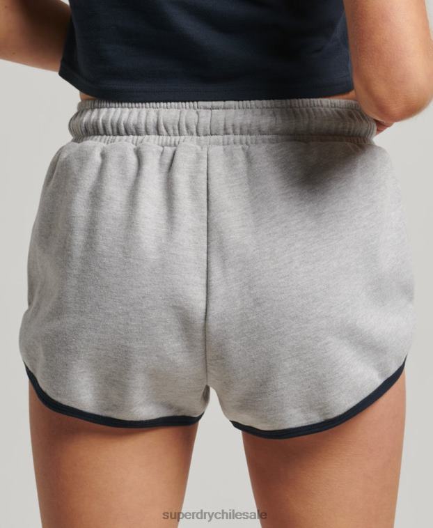 mujer Superdry gris oscuro shorts de corredor de jersey vintage 2R68Z3115