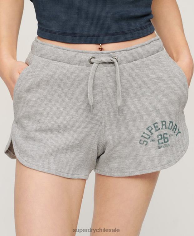 mujer Superdry gris pantalones cortos atléticos esenciales de gofres 2R68Z2183