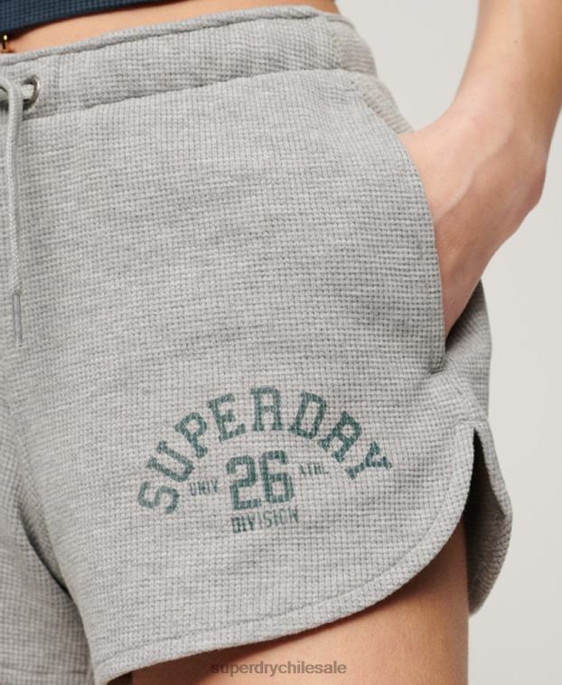 mujer Superdry gris pantalones cortos atléticos esenciales de gofres 2R68Z2183