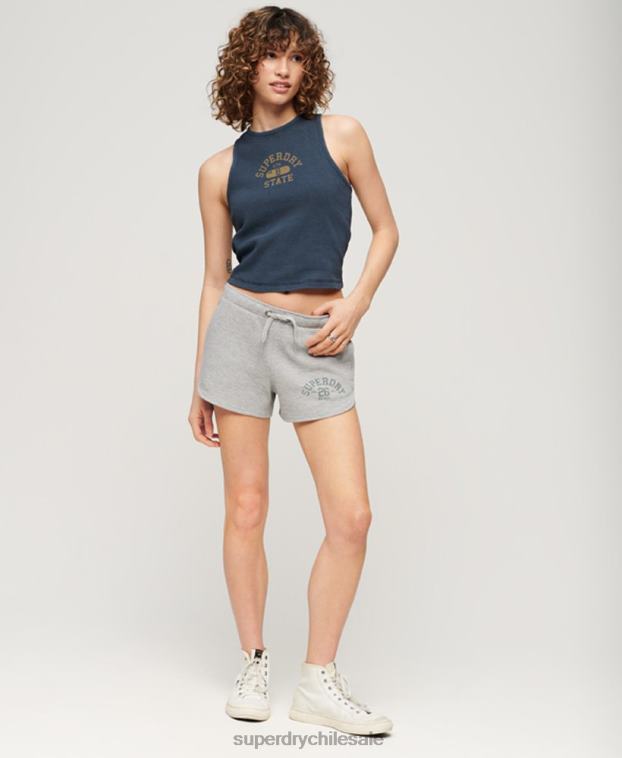 mujer Superdry gris pantalones cortos atléticos esenciales de gofres 2R68Z2183
