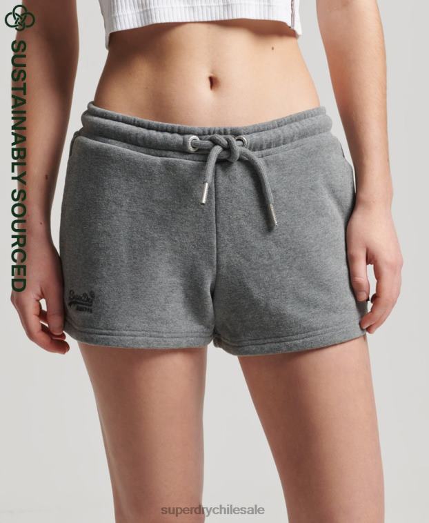 mujer Superdry gris shorts de algodón orgánico con logo vintage 2R68Z6624