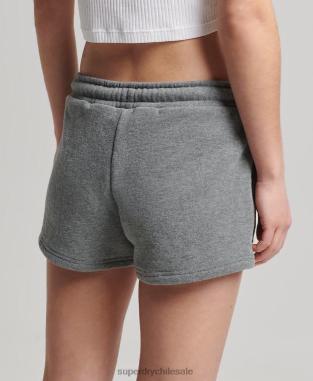mujer Superdry gris shorts de algodón orgánico con logo vintage 2R68Z6624