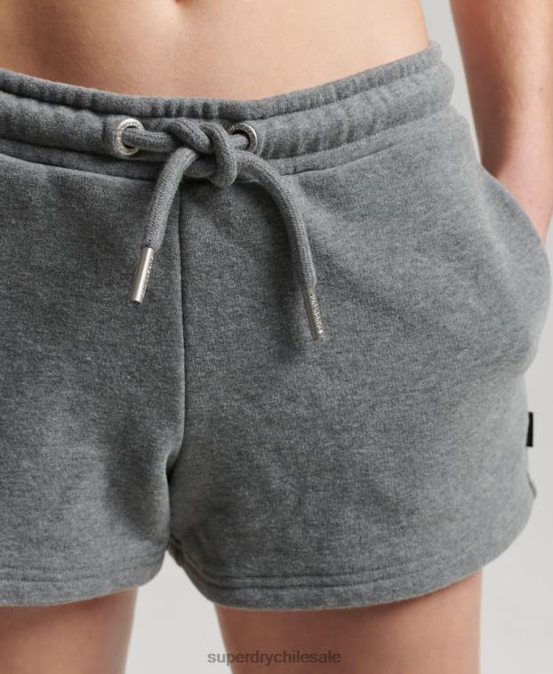 mujer Superdry gris shorts de algodón orgánico con logo vintage 2R68Z6639