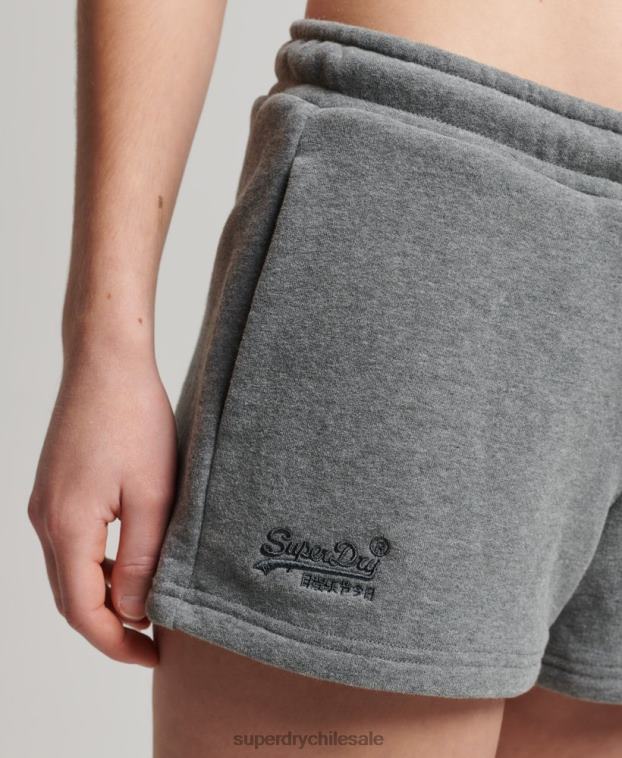 mujer Superdry gris shorts de algodón orgánico con logo vintage 2R68Z6639
