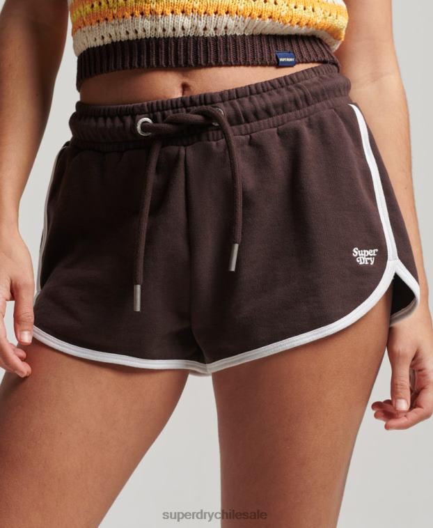 mujer Superdry marrón shorts de corredor de jersey vintage 2R68Z3111