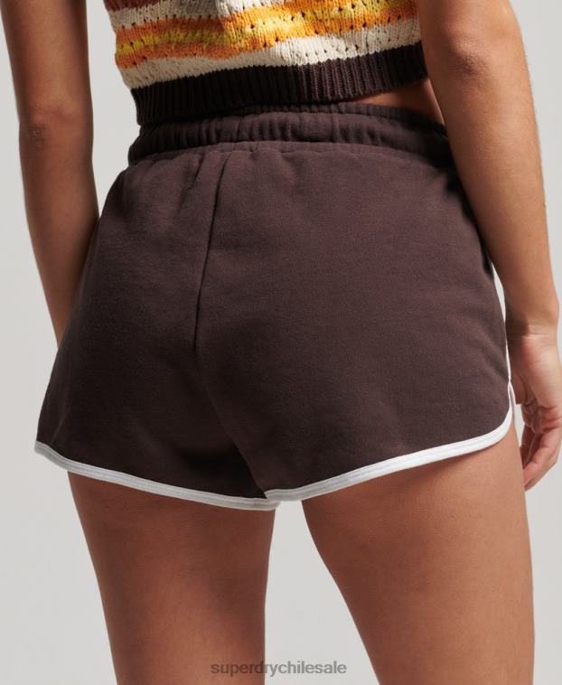 mujer Superdry marrón shorts de corredor de jersey vintage 2R68Z3111