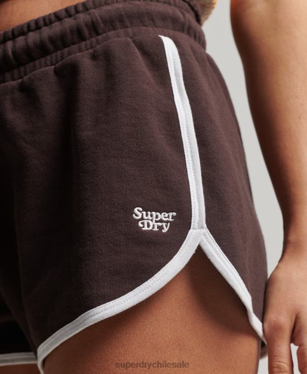 mujer Superdry marrón shorts de corredor de jersey vintage 2R68Z3111
