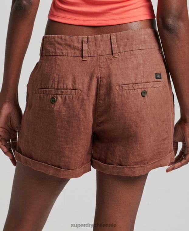 mujer Superdry marrón shorts de lino sobreteñidos 2R68Z2237