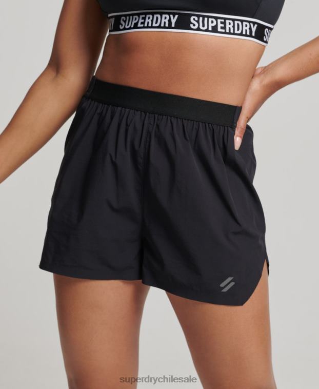 mujer Superdry negro correr pantalones cortos de concha 2R68Z6329