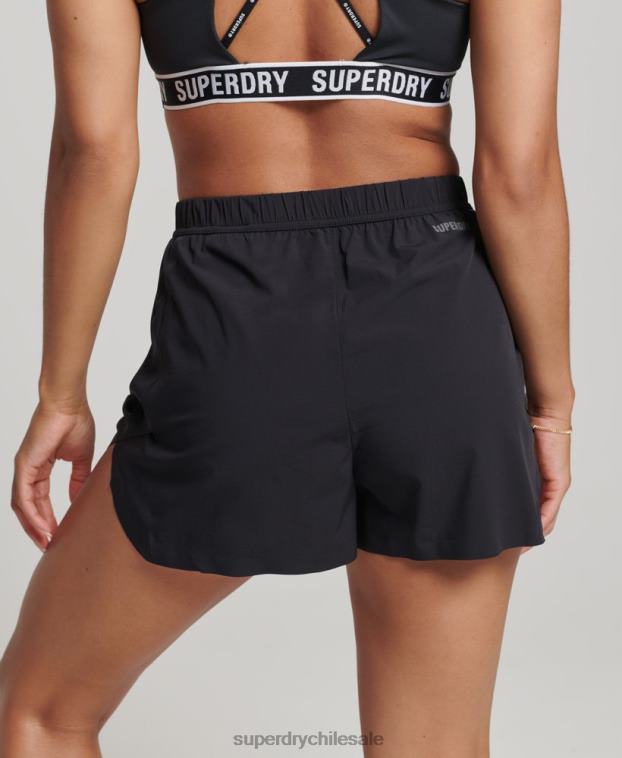mujer Superdry negro correr pantalones cortos de concha 2R68Z6329