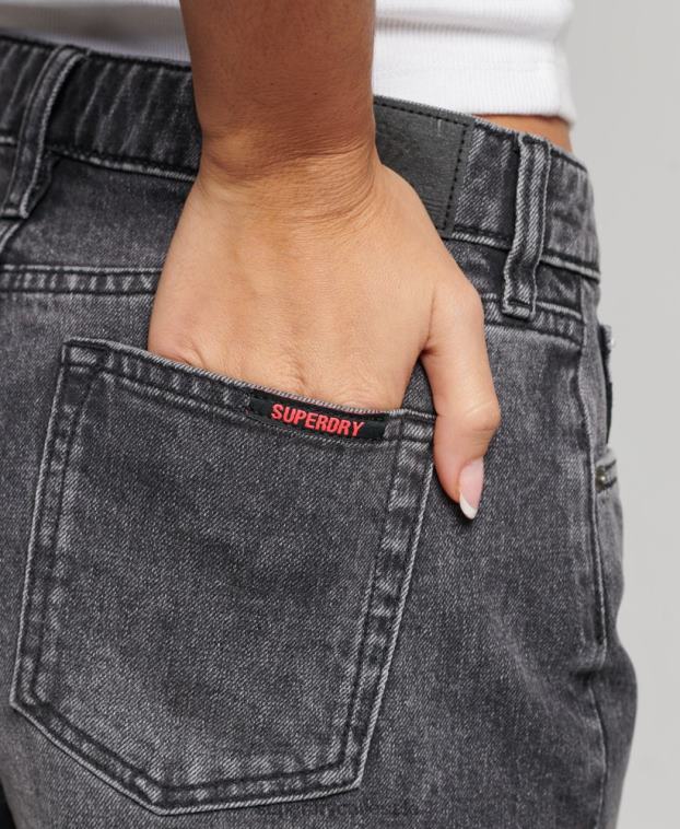 mujer Superdry negro corto de tiro medio 2R68Z2158