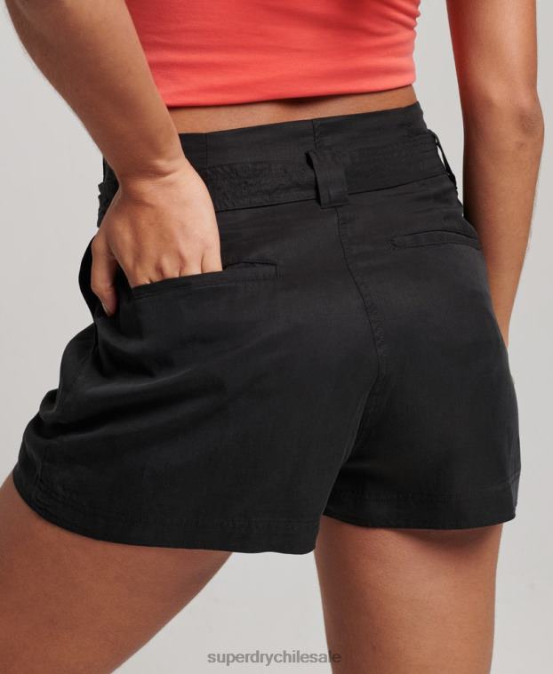 mujer Superdry negro pantalones cortos de bolsa de papel 2R68Z3164