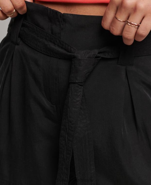 mujer Superdry negro pantalones cortos de bolsa de papel 2R68Z3164