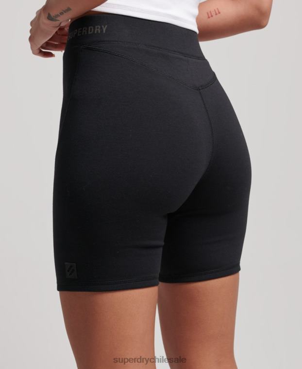 mujer Superdry negro pantalones cortos de ciclismo de tecnología 2R68Z3132