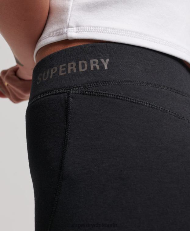 mujer Superdry negro pantalones cortos de ciclismo de tecnología 2R68Z3132