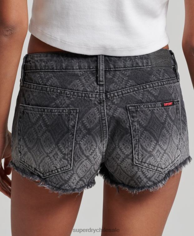 mujer Superdry negro pantalones cortos de mezclilla 2R68Z3096