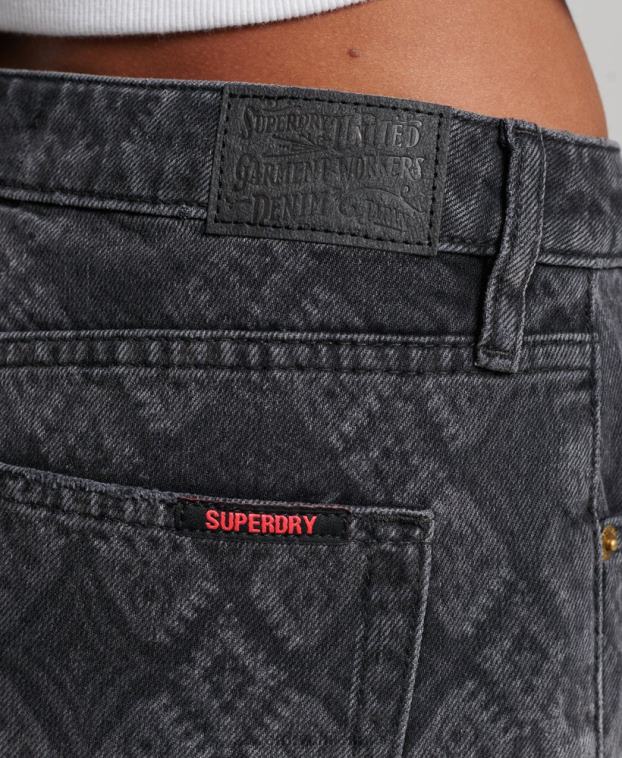 mujer Superdry negro pantalones cortos de mezclilla 2R68Z3096