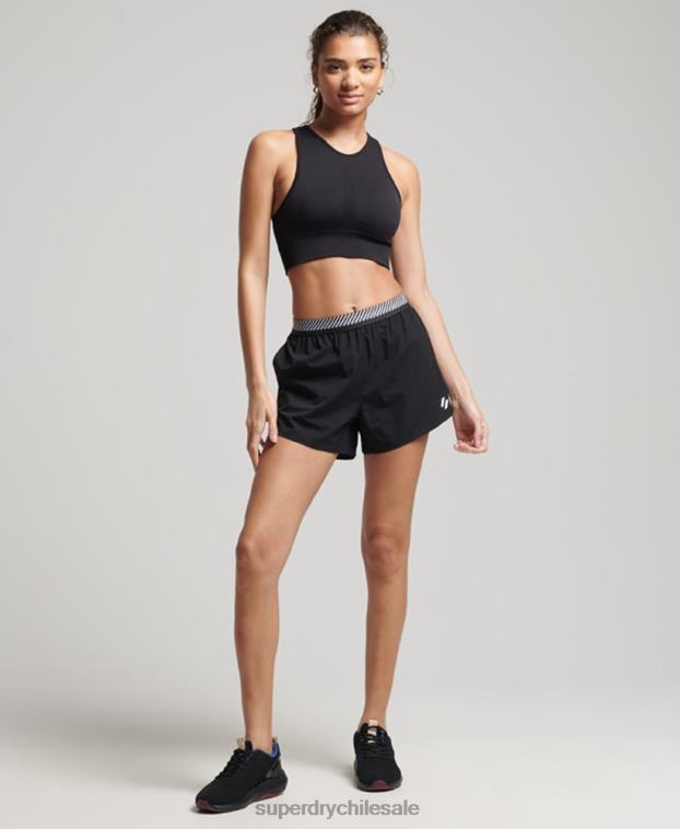 mujer Superdry negro pantalones cortos sueltos de entrenamiento 2R68Z6326