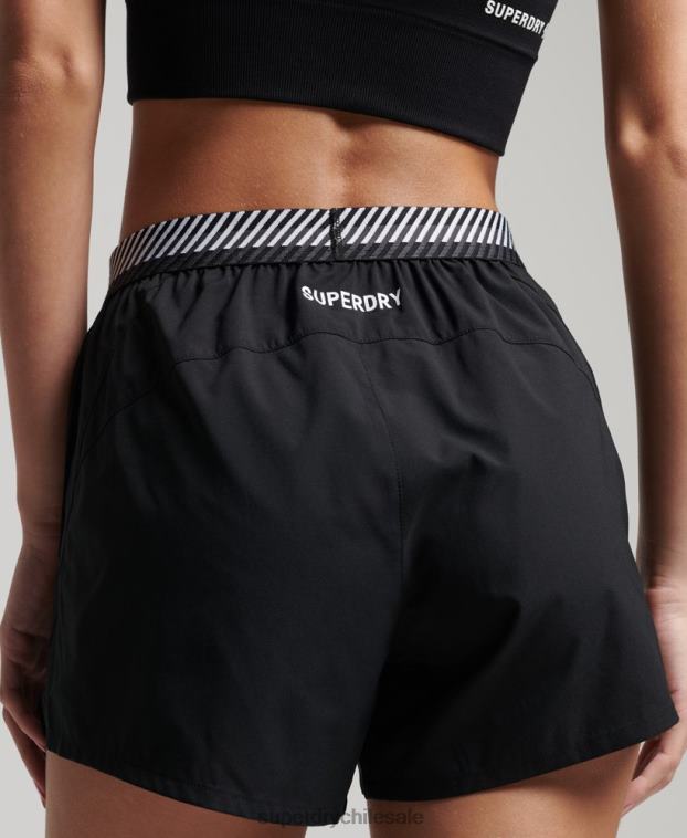 mujer Superdry negro pantalones cortos sueltos de entrenamiento 2R68Z6326
