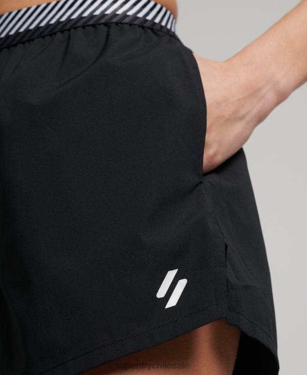 mujer Superdry negro pantalones cortos sueltos de entrenamiento 2R68Z6326