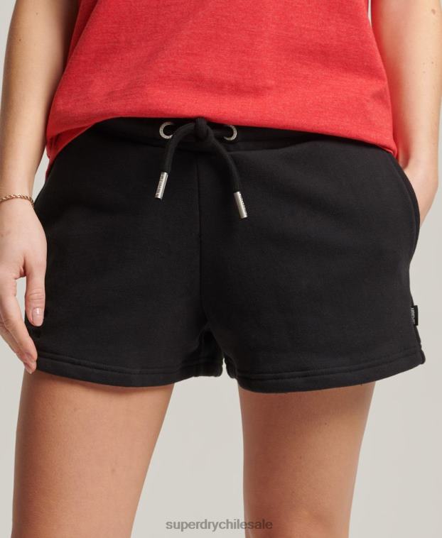mujer Superdry negro shorts de algodón orgánico con logo vintage 2R68Z3150