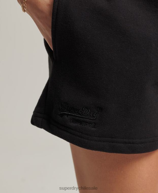 mujer Superdry negro shorts de algodón orgánico con logo vintage 2R68Z3150