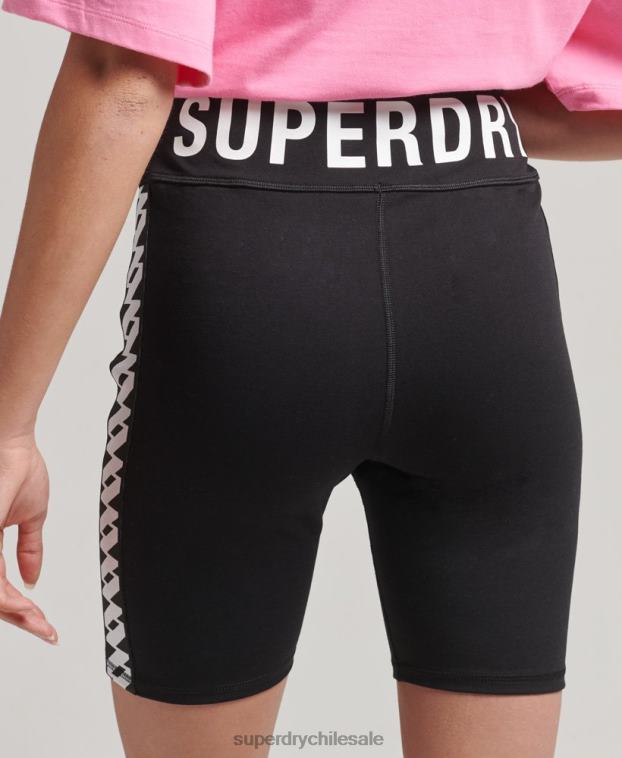 mujer Superdry negro shorts de ciclista elásticos con logo 2R68Z3123