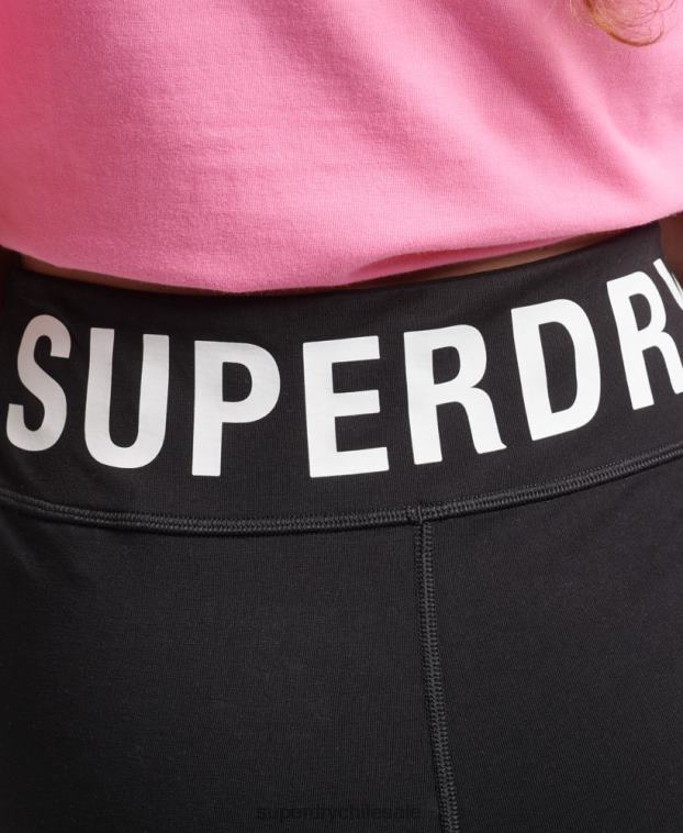 mujer Superdry negro shorts de ciclista elásticos con logo 2R68Z3123