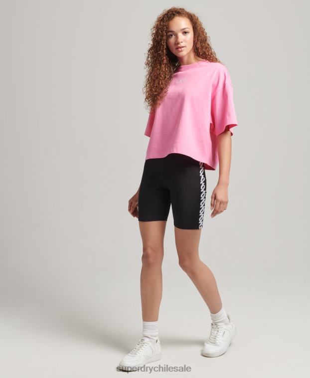 mujer Superdry negro shorts de ciclista elásticos con logo 2R68Z3123