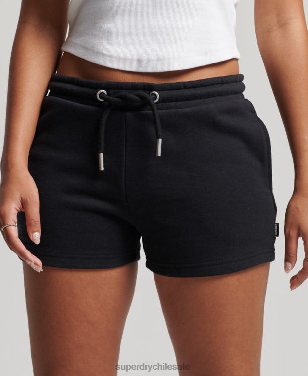 mujer Superdry negro shorts de punto con logo vintage bordado 2R68Z3125